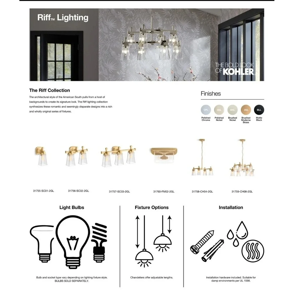 Kohler Lighting 31755-SC01 Riff 12